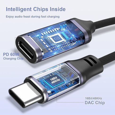 محول سماعة رأس وشاحن USB C إلى 3.5 مم، محول 2 في 1 USB C إلى الصوت مع كابل منفذ شحن سريع PD 60 وات لهواتف iPhone 17 16 15 وSamsung Galaxy S25 S22 والمزيد in Saudi Arabia