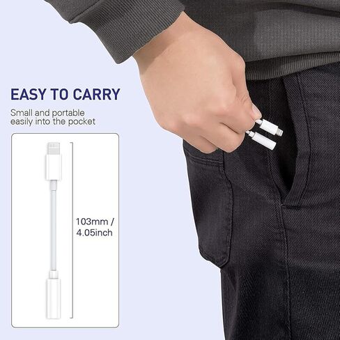 Headphone adapter for iPhone, Lightning to 3.5 mm Headphone Jack Adapter,2 Pack Earbuds/Earphones Converter Cord Aux Cable Audio Connector Compatible with iPhone 14/13/ 12/SE/11/XR/Xs/X/8/iPad/iPod in Saudi Arabia