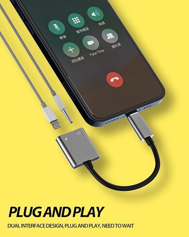 IPhone AUX Adapter(2 in 1)Lightning to 3.5mm Jack Headphone Cable Splitter Dongle Charger Cord MFI Certified Audio Adaptador Earbud Charging Converter for 14 13 12 11 Pro Max X Xr Xs 7 8 Plus in Saudi Arabia