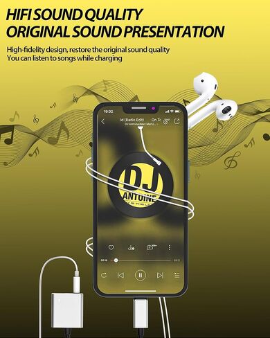 IPhone AUX Adapter(2 in 1)Lightning to 3.5mm Jack Headphone Cable Splitter Dongle Charger Cord MFI Certified Audio Adaptador Earbud Charging Converter for 14 13 12 11 Pro Max X Xr Xs 7 8 Plus in Saudi Arabia