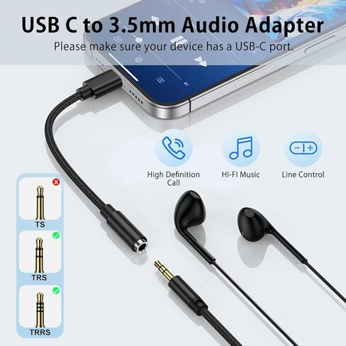 USB C to 3.5mm Headphone Jack Adapter 2 Pack, Type C to 3.5mm Audio Adapter Aux Dongle Cable for Samsung Galaxy S26 Ultra S26+ S26 A37 A57 S25 Ultra S25 FE Edge S25+ A17 A16 5G A36 A26 A56 S24 S23 S22 in Saudi Arabia