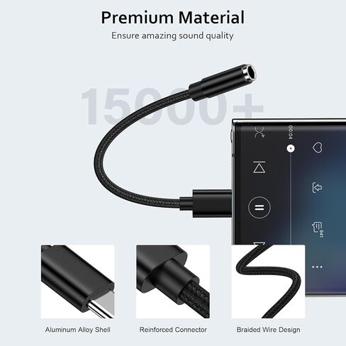 USB C to 3.5mm Headphone Jack Adapter 2 Pack, Type C to 3.5mm Audio Adapter Aux Dongle Cable for Samsung Galaxy S26 Ultra S26+ S26 A37 A57 S25 Ultra S25 FE Edge S25+ A17 A16 5G A36 A26 A56 S24 S23 S22 in Saudi Arabia