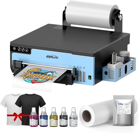 EXPLUX A3 DTF Printer,XP600 Turbo Printhead, 2X Faster Output, Anti-Clog Design+LED Multi-Function Display,Multi-Material Compatible,Gift Ink 2 Year (Printer+Powder Shaker+Heat Press+Smoke Filter) in Saudi Arabia