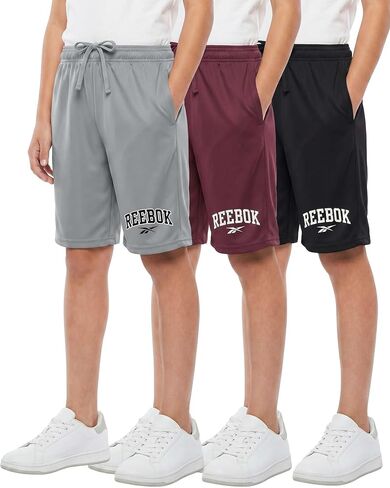 Reebok 3 Pack: Boys’ Dry Fit Athletic Shorts – Lightweight Running Basketball Soccer Sports Shorts Kids Teens Youth (6–18) in Saudi Arabia