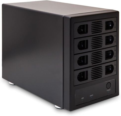 SY-ENC50104 4 Bay 3.5 بوصة SATA III HDD حاوية غير RAID - يدعم USB 3.0 وواجهة eSATA، أسود in Kuwait