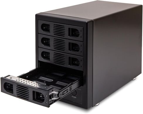 SY-ENC50104 4 Bay 3.5 بوصة SATA III HDD حاوية غير RAID - يدعم USB 3.0 وواجهة eSATA، أسود in Kuwait