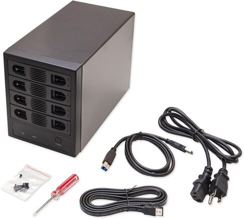 SY-ENC50104 4 Bay 3.5 بوصة SATA III HDD حاوية غير RAID - يدعم USB 3.0 وواجهة eSATA، أسود in Kuwait