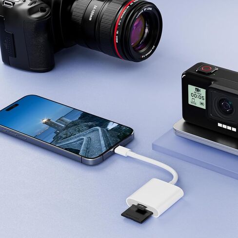 قارئ بطاقات USB C إلى SD، محول قارئ بطاقات ذاكرة 2 في 1 من النوع C إلى SD وTF، قارئ بطاقات ذاكرة Groodo قارئ بطاقات MicroSD متوافق مع iPhone15 16 17/iPad/Mac/الكمبيوتر المحمول والمزيد من أجهزة USB-C in Kuwait