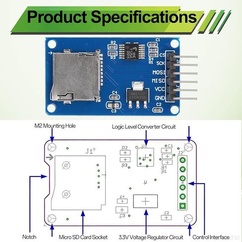 5 قطع وحدة بطاقة SD صغيرة وحدة قارئ محول بطاقة TF مع واجهة SPI 6Pin 3.3 فولت 5 فولت رقاقة مستوى المنطق لـ Arduino لوحدة تشغيل واجهة Raspberry Pi ESP32 in Kuwait