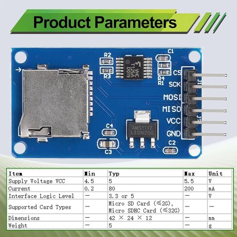 5 قطع وحدة بطاقة SD صغيرة وحدة قارئ محول بطاقة TF مع واجهة SPI 6Pin 3.3 فولت 5 فولت رقاقة مستوى المنطق لـ Arduino لوحدة تشغيل واجهة Raspberry Pi ESP32 in Kuwait