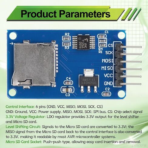 5 قطع وحدة بطاقة SD صغيرة وحدة قارئ محول بطاقة TF مع واجهة SPI 6Pin 3.3 فولت 5 فولت رقاقة مستوى المنطق لـ Arduino لوحدة تشغيل واجهة Raspberry Pi ESP32 in Kuwait