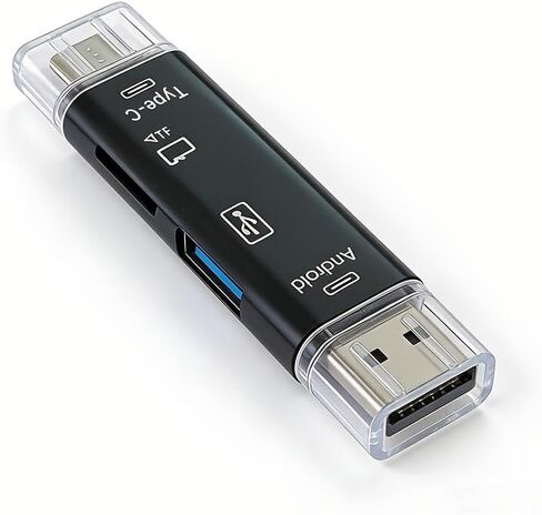 USB Card Reader, Type-C and USB-A Dual Interface, TF/SD Memory Card Reader, Black (White) in Saudi Arabia