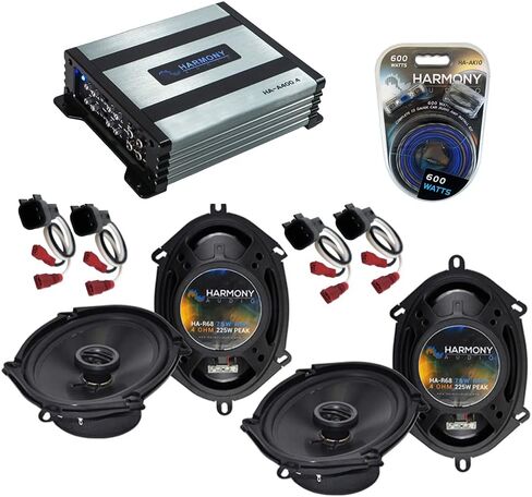 Harmony Audio HA-R68 Compatible with Ford F-250/350/450 2013-2016 Rhythm Series 5x7 6x8 Replacement 225W Speakers,HA-A400.4 Alloy 4-Channel 800W Speaker Sub Amp & HA-AK10 Gauge 600W Amp Install Kit in Saudi Arabia