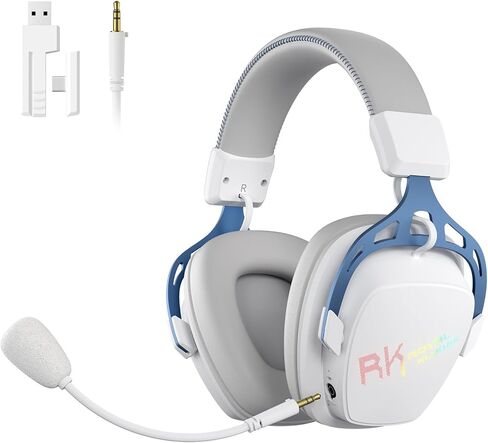 سماعة رأس لاسلكية للألعاب RK ROYAL KLUDGE HG103 لأجهزة PS5/4 وXbox وPC وSwitch وBT5.3/2.4G/3.5 مم سلكية RGB فوق الأذن مع ميكروفون لإلغاء الضوضاء ومشغلات 50 مم وصوت محيطي 7.1 للعبة FPS in Saudi Arabia