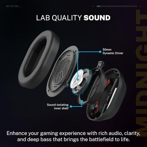 JLab Midnight Wireless Gaming Headset, Black in Saudi Arabia