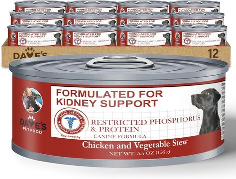 Dave's Pet Food Kidney Support for Dogs with Renal Support (Tuna Pate), Wet Renal Dog Food, Non-Prescription Low Phosphorus, Added Vitamins & Minerals, Vet Formulated (5.5 oz, Pack of 12) in Kuwait
