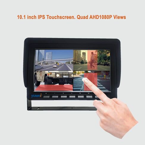 نظام كاميرا شاحنة 10.1 بوصة IPS تعمل باللمس AHD 1080P مع BSD، شاشة عرض رباعية، رؤية ليلية، كاميرات مقاومة للماء IP69K، تسجيل DVR، كاميرات جانبية واسعة الزاوية للمركبات الترفيهية والحافلات وشبه الشاحنات in Kuwait