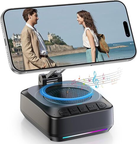 GBEAST لحامل هاتف Magsafe مع مكبر صوت بلوتوث، حامل هاتف محمول قابل للتعديل للمكتب، مكبر صوت بلوتوث ستيريو مع RGB، ميكروفون مدمج لهاتف iPhone/Android/Samsung Galaxy، هدايا للرجال والنساء in Saudi Arabia