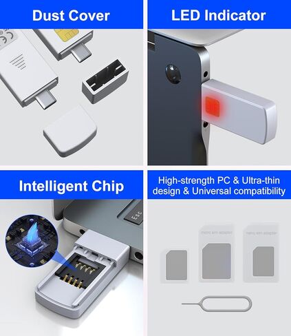 USB C SIM Card Reader - Sim Card Adapter Kit with Eject Pin - Standard/Micro/Nano Sim Card Readers - USBC to Sim Card Adapter Edit and Read Messages/Contacts - SIM Adapters for Laptop Computer Windows in Saudi Arabia