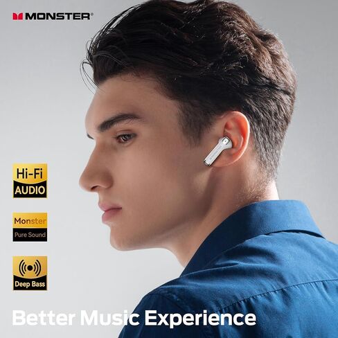 Monster N-Lite 211 Wireless Earbuds, Bluetooth 6.0 Stereo Headphones with Powerful Bass, Built-in Noise-Cancelling Mic for Clear Calls, LED Display, 36H Playtime, IPX5 Waterproof Design for Sports in Saudi Arabia