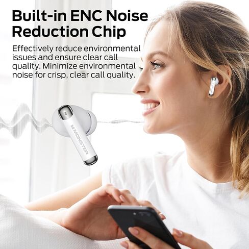 Monster N-Lite 211 Wireless Earbuds, Bluetooth 6.0 Stereo Headphones with Powerful Bass, Built-in Noise-Cancelling Mic for Clear Calls, LED Display, 36H Playtime, IPX5 Waterproof Design for Sports in Saudi Arabia