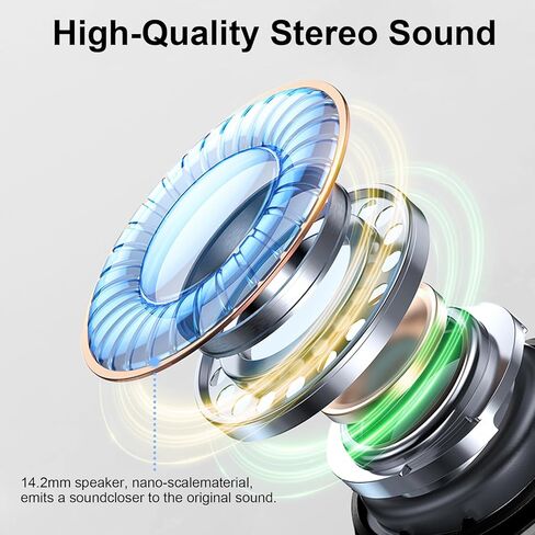 سماعات أذن لاسلكية، 2026 3D-Stereo Bluetooth 5.4 سماعات رأس Deep Bass Ear Bud، 4 ميكروفون إلغاء الضوضاء ENC، سماعات أذن USB-C لمدة 40+ ساعة، سماعة مقاومة للماء IP-X7 للرياضة والتمارين الرياضية ولوحة الكمبيوتر المحمول Android iOS in Kuwait
