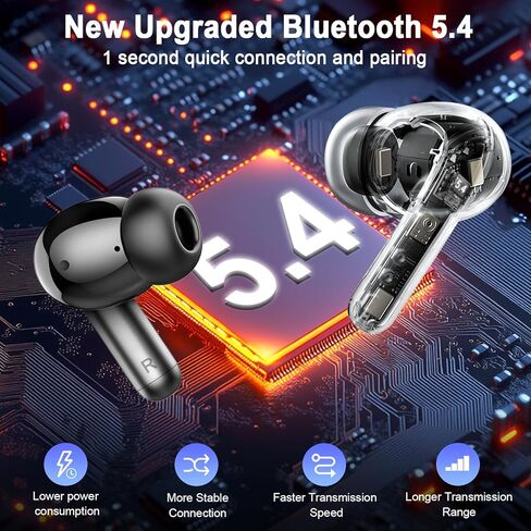 سماعات أذن لاسلكية، 2026 3D-Stereo Bluetooth 5.4 سماعات رأس Deep Bass Ear Bud، 4 ميكروفون إلغاء الضوضاء ENC، سماعات أذن USB-C لمدة 40+ ساعة، سماعة مقاومة للماء IP-X7 للرياضة والتمارين الرياضية ولوحة الكمبيوتر المحمول Android iOS in Kuwait
