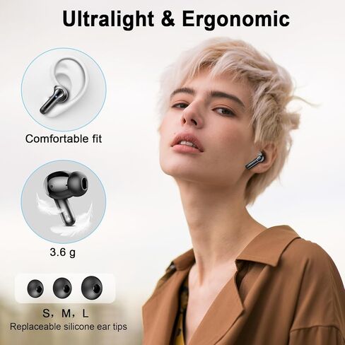 سماعات أذن لاسلكية، 2026 3D-Stereo Bluetooth 5.4 سماعات رأس Deep Bass Ear Bud، 4 ميكروفون إلغاء الضوضاء ENC، سماعات أذن USB-C لمدة 40+ ساعة، سماعة مقاومة للماء IP-X7 للرياضة والتمارين الرياضية ولوحة الكمبيوتر المحمول Android iOS in Kuwait