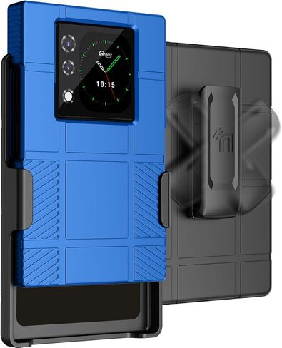 Nakedcellphone Case and Belt Clip Combo for Unihertz Titan 2 Phone, Textured Hard Cover and Rotating Holster/Holder - Black Tread in Saudi Arabia