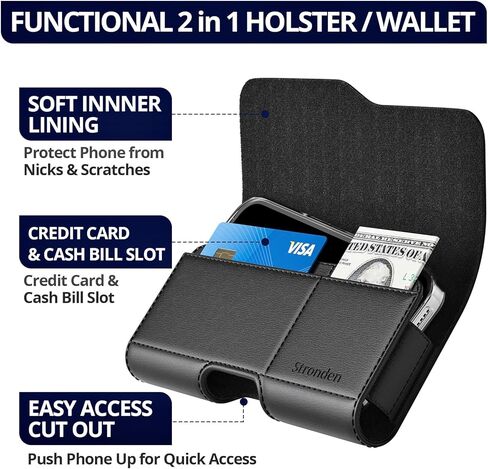 Stronden Magnetic Closure Holster for Samsung Galaxy S26 Plus, S25 Edge, S25 Plus, S24 Plus, S23 Plus, S23 FE, S22 Plus, S22 FE, S21 Plus - Leather Belt Case Pouch (Fits Slim/Regular Case on) in Saudi Arabia