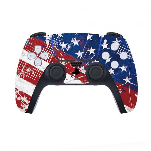 PlayVital Full Set Skin Decal for ps5 Console Disc Edition, Vinyl Sticker Decal Cover for ps5 Controller & Charging Station & Headset & Media Remote - Impression US Flag in Saudi Arabia