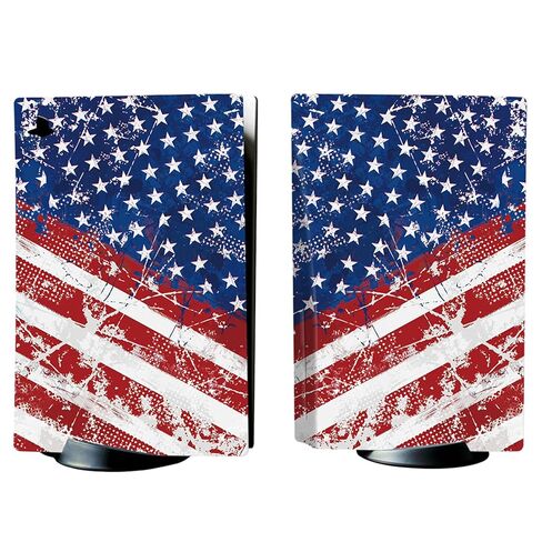 PlayVital Full Set Skin Decal for ps5 Console Disc Edition, Vinyl Sticker Decal Cover for ps5 Controller & Charging Station & Headset & Media Remote - Impression US Flag in Saudi Arabia