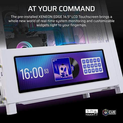 إطار CORSAIR 4000D LCD RS ARGB Modular Mid-Tower ATX PC Case - XENEON Edge LCD تعمل باللمس، نظام تركيب مروحة InfiniRail، 4X RS120 ARGB PWM Fans، دعم اللوحة الأم العكسية - أبيض in Kuwait
