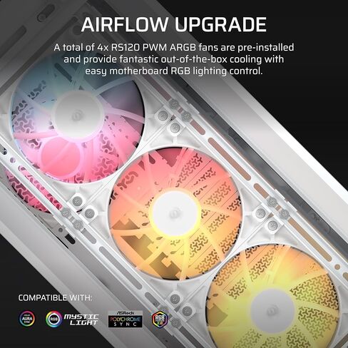 إطار CORSAIR 4000D LCD RS ARGB Modular Mid-Tower ATX PC Case - XENEON Edge LCD تعمل باللمس، نظام تركيب مروحة InfiniRail، 4X RS120 ARGB PWM Fans، دعم اللوحة الأم العكسية - أبيض in Kuwait