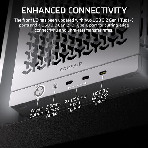 إطار CORSAIR 4000D LCD RS ARGB Modular Mid-Tower ATX PC Case - XENEON Edge LCD تعمل باللمس، نظام تركيب مروحة InfiniRail، 4X RS120 ARGB PWM Fans، دعم اللوحة الأم العكسية - أبيض in Kuwait