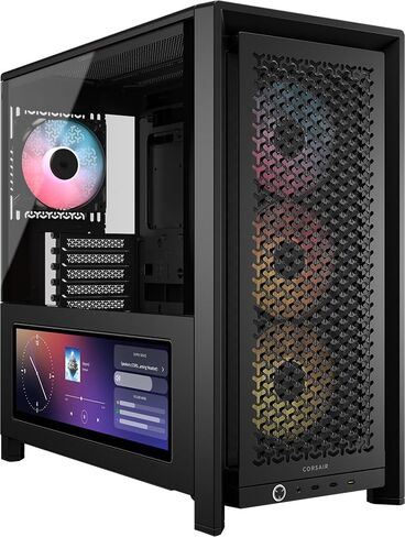 إطار CORSAIR 4000D LCD RS ARGB Modular Mid-Tower ATX PC Case - XENEON Edge LCD تعمل باللمس، نظام تركيب مروحة InfiniRail، 4X RS120 ARGB PWM Fans، دعم اللوحة الأم العكسية - أبيض in Kuwait
