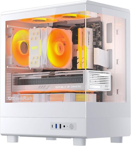 حافظة كمبيوتر الألعاب darkFlash DB330M Micro-ATX، زجاج مقسّى مزدوج بانورامي 270 درجة، 3 × مراوح PWM ARGB مثبتة مسبقًا، تصميم تدفق هواء عمودي، إدخال/إخراج أمامي من النوع C، يدعم ما يصل إلى 240 مم AIO، أبيض in Saudi Arabia