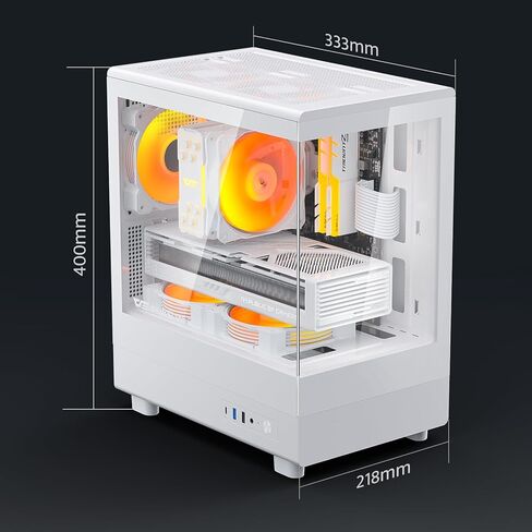 حافظة كمبيوتر الألعاب darkFlash DB330M Micro-ATX، زجاج مقسّى مزدوج بانورامي 270 درجة، 3 × مراوح PWM ARGB مثبتة مسبقًا، تصميم تدفق هواء عمودي، إدخال/إخراج أمامي من النوع C، يدعم ما يصل إلى 240 مم AIO، أبيض in Saudi Arabia