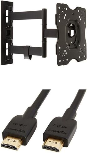 Amazon Basics Heavy-Duty, Full Motion Articulating TV Wall Mount for 22-inch to 55-inch TVs & High-Speed HDMI Cable - 10 Feet (Latest Standard) in Saudi Arabia