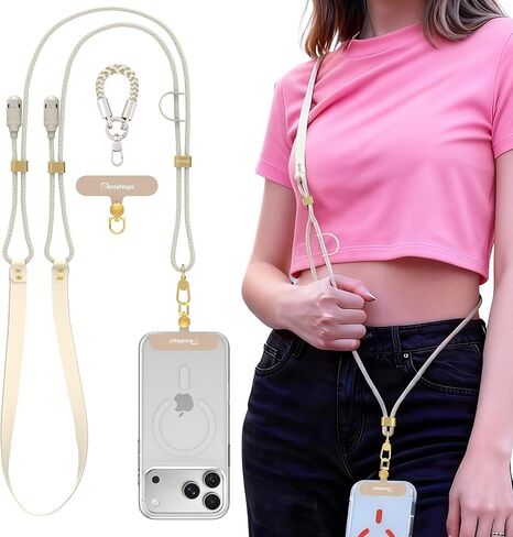 Phone Lanyard, 65W Fast Charging USB-C Data Cable Lanyard, Adjustable Crossbody Neck Strap, Anti-Loss Neck Lanyard, Compatible with iPhone, Samsung and All Android Phones in Saudi Arabia
