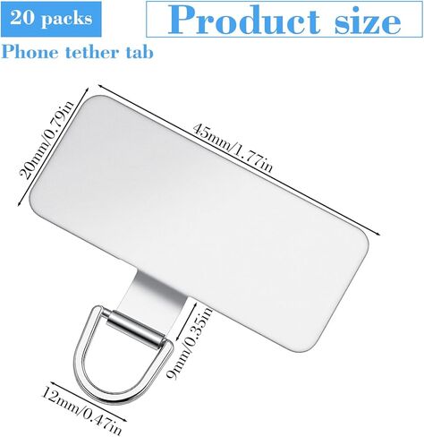 JJUNW 20 Pack Phone Tether Tab for Lanyard-Strap, Phone Strap Replacement Part for Most Full Coverage Cases Universal Cellphone Strap Tab for Phone-Wrist Crossbody Strap(Silver) in Saudi Arabia
