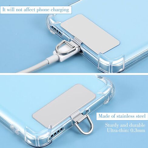 JJUNW 20 Pack Phone Tether Tab for Lanyard-Strap, Phone Strap Replacement Part for Most Full Coverage Cases Universal Cellphone Strap Tab for Phone-Wrist Crossbody Strap(Silver) in Saudi Arabia