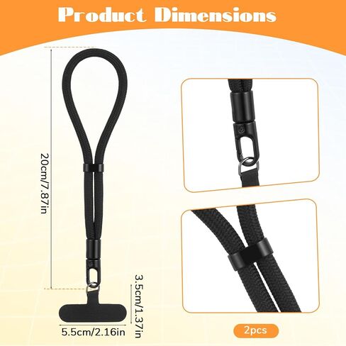 2Pcs Anti Theft Phone Wrist Strap, Adjustable Cell Phone Lanyard Strap with Metal Tether Tabs for Smartphones in Saudi Arabia