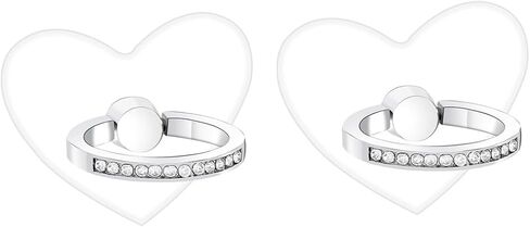 Cell Phone Finger Ring Holder,2pcs Transparent Heart Shape Ring Grip Stand with Diamond，Universal 360 Degree Rotation Finger Kickstand Compatible with Most Phone and Tablet in Saudi Arabia