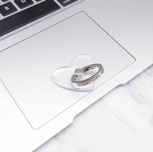Cell Phone Finger Ring Holder,2pcs Transparent Heart Shape Ring Grip Stand with Diamond，Universal 360 Degree Rotation Finger Kickstand Compatible with Most Phone and Tablet in Saudi Arabia