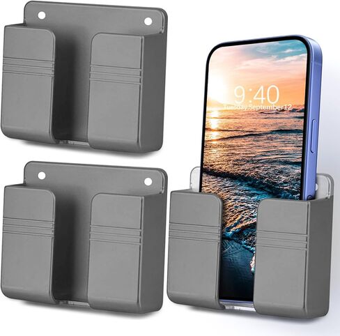 3Pcs Phone Holder Wall Mounted,Phone Stand with Self Adhesive, Waterproof Phone Stand,Hands-Free Wall Mount Bracket for Bathroom, Kitchen, and Gym(White) in Saudi Arabia