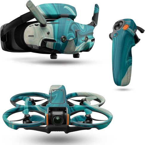 Drone Skin Compatible with DJI Avata 2 Bundle (2024) - Aqua Swirl - Premium 3M Vinyl Protective Wrap Decal Cover - Easy to Apply | Crafted in The USA by MightySkins in Saudi Arabia
