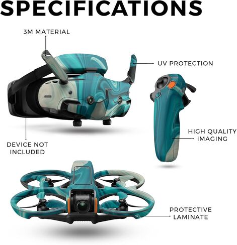 Drone Skin Compatible with DJI Avata 2 Bundle (2024) - Aqua Swirl - Premium 3M Vinyl Protective Wrap Decal Cover - Easy to Apply | Crafted in The USA by MightySkins in Saudi Arabia