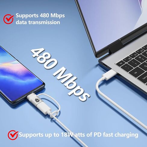 محول USB-C إلى Micro USB، مجموعة مكونة من 4 قطع، يدعم الشحن السريع ونقل البيانات بقدرة 18 وات، مناسب لمقبس USB-C إلى محولات التوصيل الصغيرة، غير مناسب لسماعات الرأس، فضي. in Kuwait