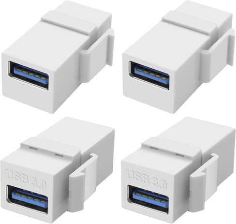 XMSJSIY USB 3.0 Keystone محول جاك إدراج مقرنة 5 جيجابت في الثانية USB 3.0 Type-A أنثى إلى Type-A أنثى Keystone Snap-in مقبس لوحة الحائط وحدة موصل لصندوق سطح لوحة المخرج - 4 قطع (أسود) in Saudi Arabia